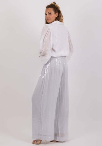 Janis Trousers Palermo by Sundress featuring light blue sequin detailing, perfect for elevating your style.