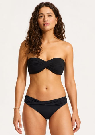 seafolly twist bandeau bikini black