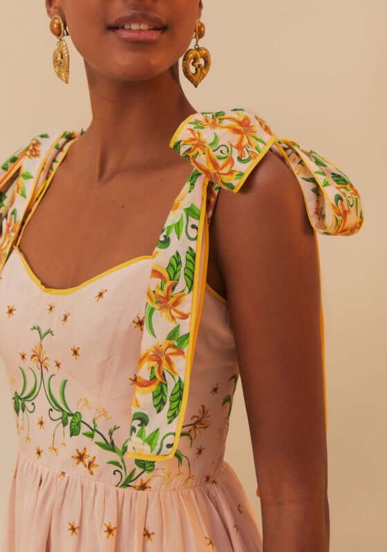 farm rio pink botanical dress FARM Rio Delicate Forest Pink Maxi Dress