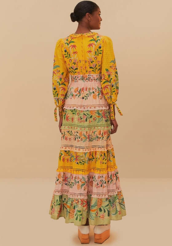Farm Rio | Delicate Flowers Stripes Maxi Dress - Beach Cafe Farm Rio | Delicate Flowers Stripes Maxi Dress - Beach Cafe