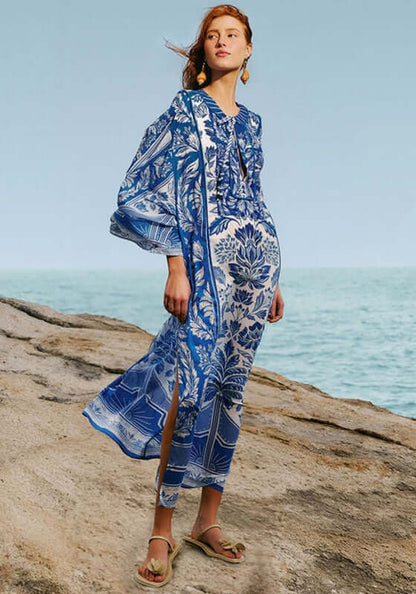 off-white delicate tapestry long sleeve maxi dress Off-White Delicate Forest Maxi Dress FARM Rio