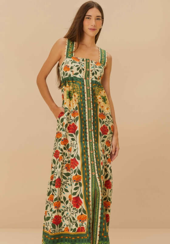 farm rio tropical tapestry maxi dress Tropical Tapestry Off-White Halter Neck Maxi Dress Hemline Heights
