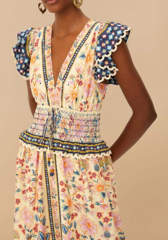 cream superbloom tapestry maxi dress Farm Rio Cream Superbloom Tapestry Maxi Dress