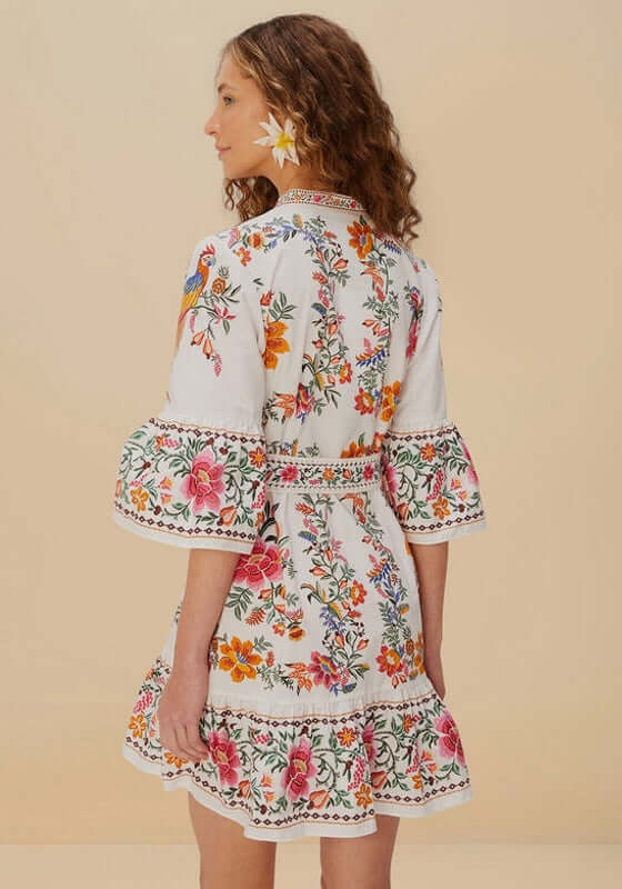 Farm Rio | Delicate Forest Scarves Mini Dress - Beach Cafe Farm Rio | Delicate Forest Scarves Mini Dress - Beach Cafe