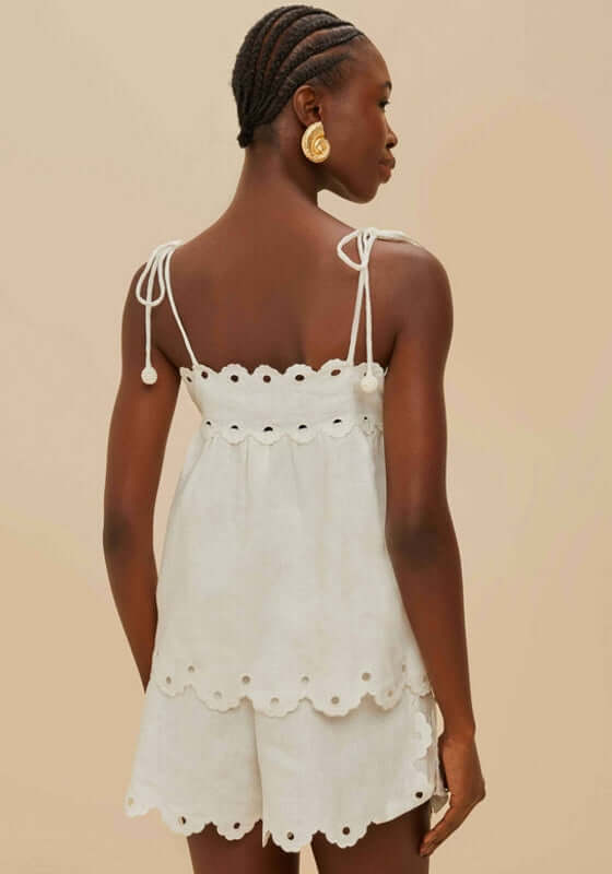 Off-White Flowers Richelieu Linen Blouse