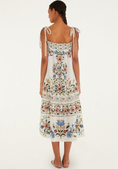 Stitched Garden Off White Long Dress