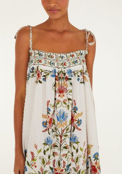 Stitched Garden Off White Long Dress