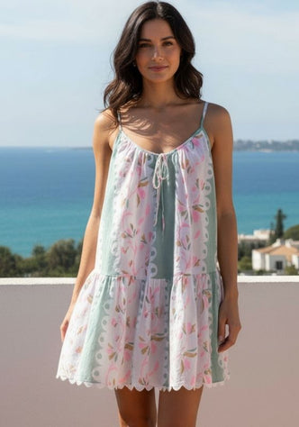 juliet dunn, bird of paradise strappy mini dress pistachio
