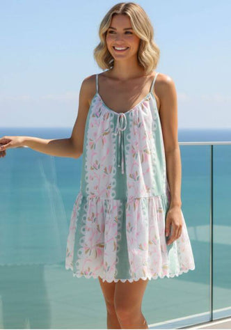 Bird Of Paradise Strappy Mini Dress Pistachio