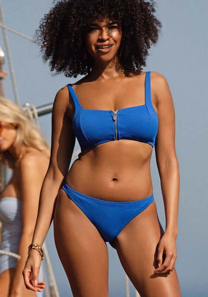 Bahamas Zip Through Bikini Moroccan Blue