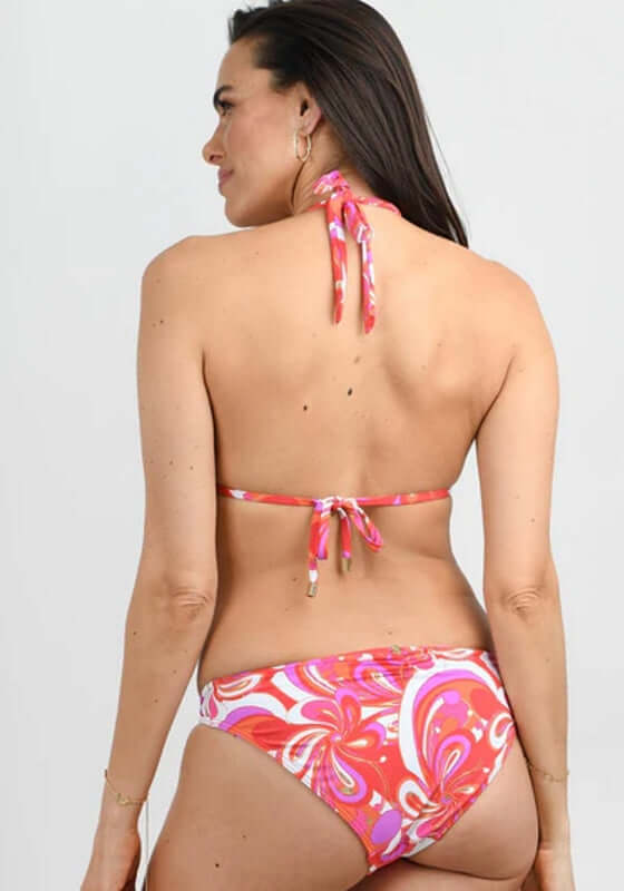 Maia Bikini Dolce Vita by Naia Beach, featuring a bold swirly summery print and flattering halter neck style.