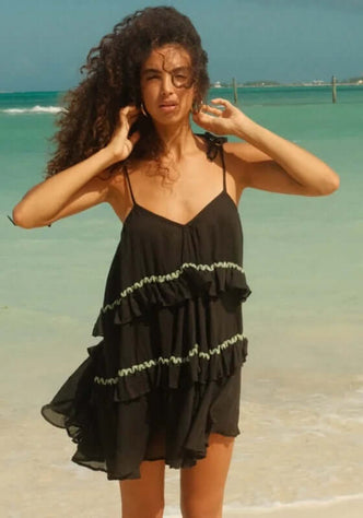 pitusa beaded mini dress black