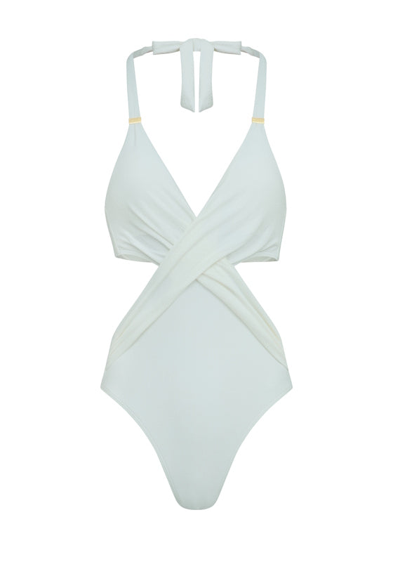 Rio Twist Cut Out Swimsuit White