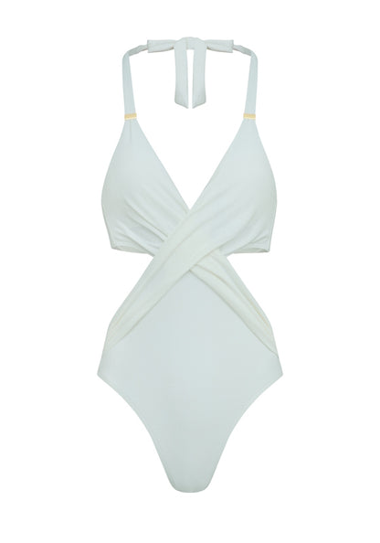 Rio Twist Cut Out Swimsuit White
