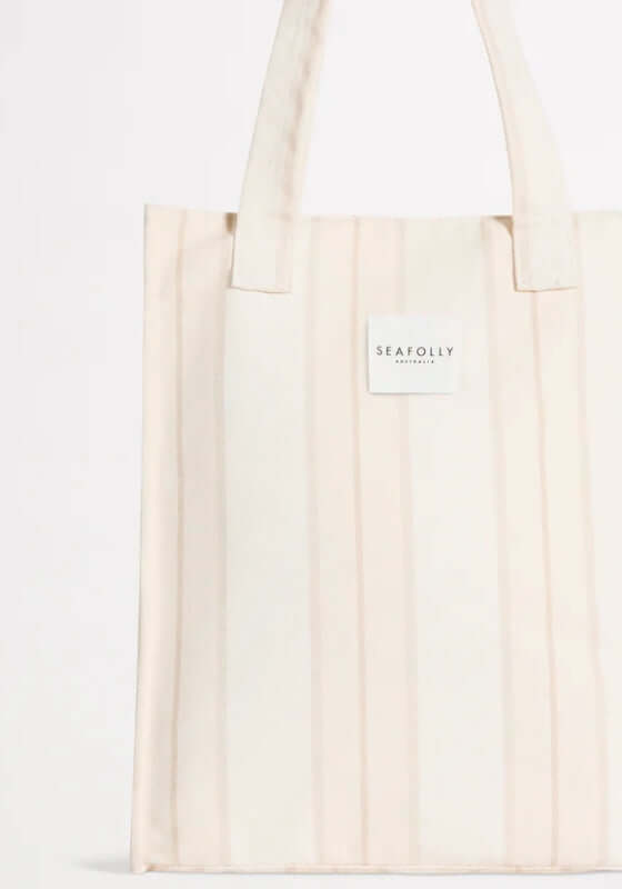 Aurora Tote Beach Bag Sand by Seafolly, stylish and functional tote bag with practical zip closure and interior zipped pocket.