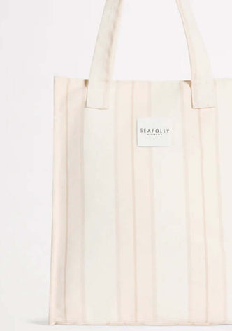 Aurora Tote Beach Bag Sand by Seafolly, stylish and functional tote bag with practical zip closure and interior zipped pocket.