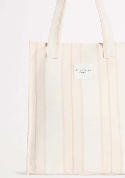 Aurora Tote Beach Bag Sand by Seafolly, stylish and functional tote bag with practical zip closure and interior zipped pocket.