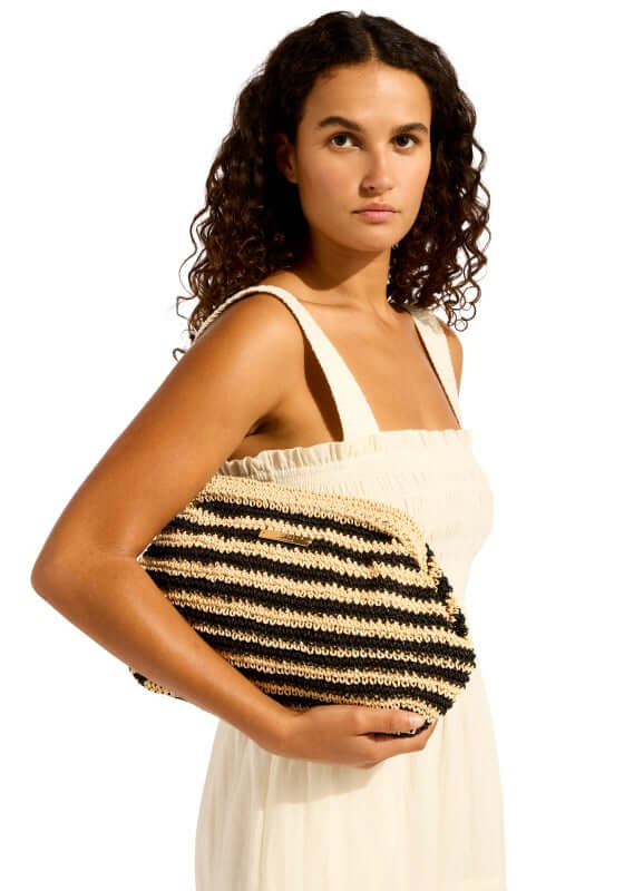 seafolly raffia stripe pouch
