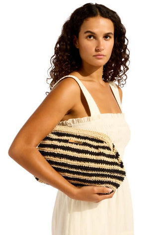 seafolly raffia stripe pouch