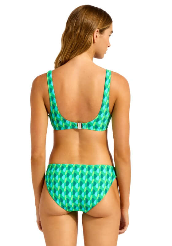 Ring Front Sorrento Vivid Green Tank Bikini by Seafolly back view showcasing vibrant green design and comfortable fit.