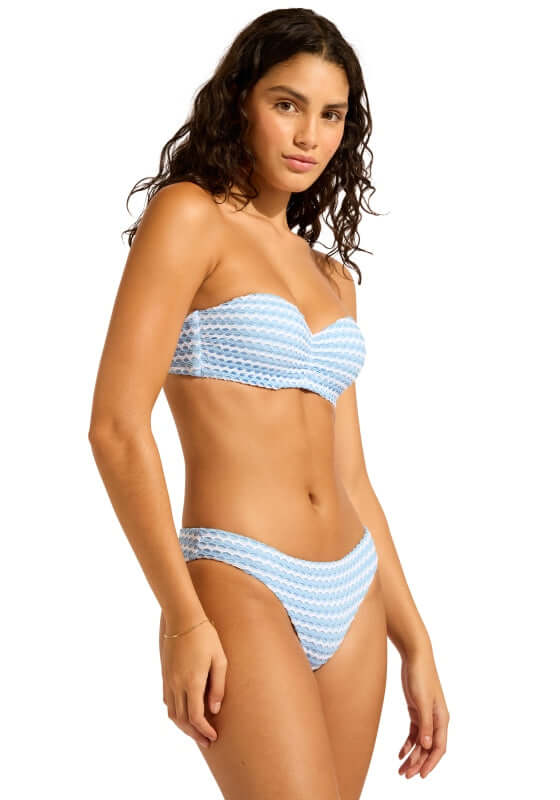 Mesh Effect Bandeau Bikini Powder Blue
