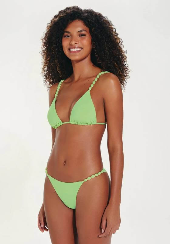 Lime Solid Beads Bikini Bottoms