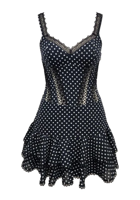 Carmen Short Dress Polkadot Black
