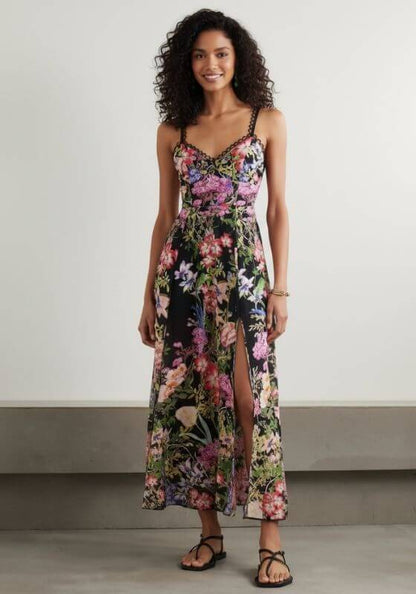 Iraso Long Dress Black Botanical