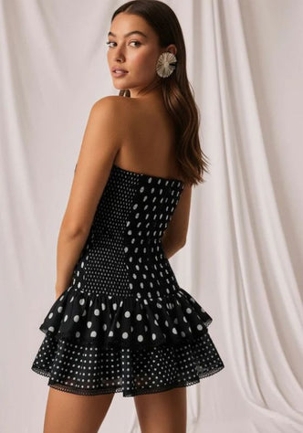 Polkadot Zahara Short Dress Black