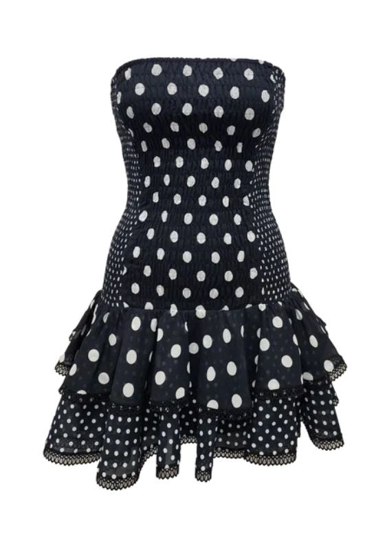 Polkadot Zahara Short Dress Black