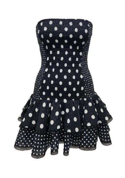 Polkadot Zahara Short Dress Black