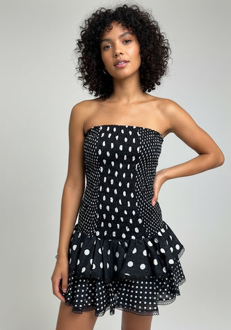 Polkadot Zahara Short Dress Black