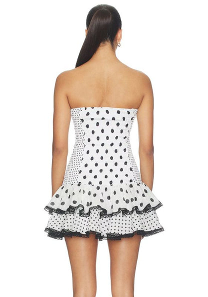 Polkadot Zahara Short Dress White