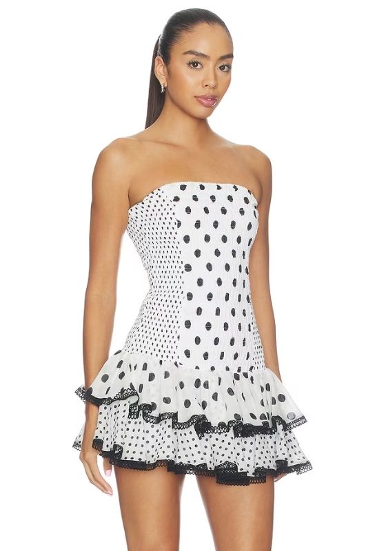 Polkadot Zahara Short Dress White