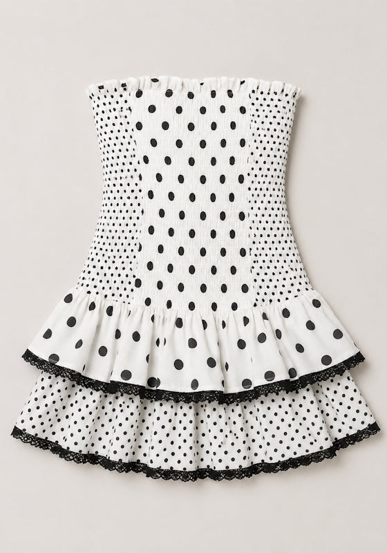 Polkadot Zahara Short Dress White