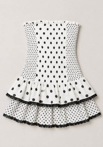 Polkadot Zahara Short Dress White