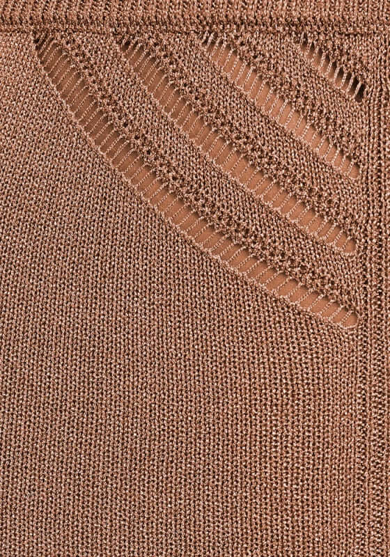Bria Skirt Truffle by Devon Windsor, showcasing the fine knit fabric and delicate ladder line details.