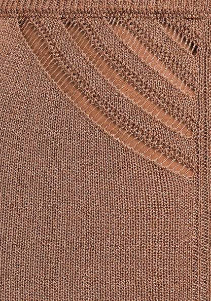 Bria Skirt Truffle by Devon Windsor, showcasing the fine knit fabric and delicate ladder line details.