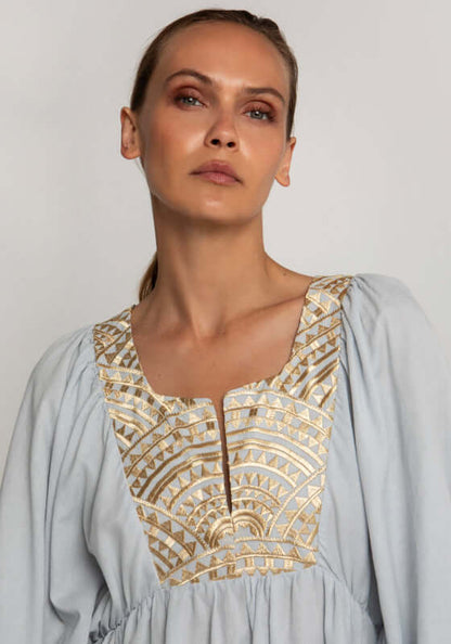 Triangle Long Sleeve Mini Dress Grey