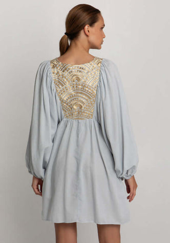 Triangle Long Sleeve Mini Dress Grey