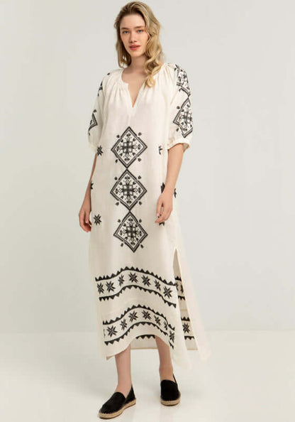 Lefkada Belted Midi Dress Natural