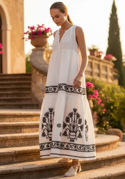 Crete Sleeveless Maxi Dress Natural