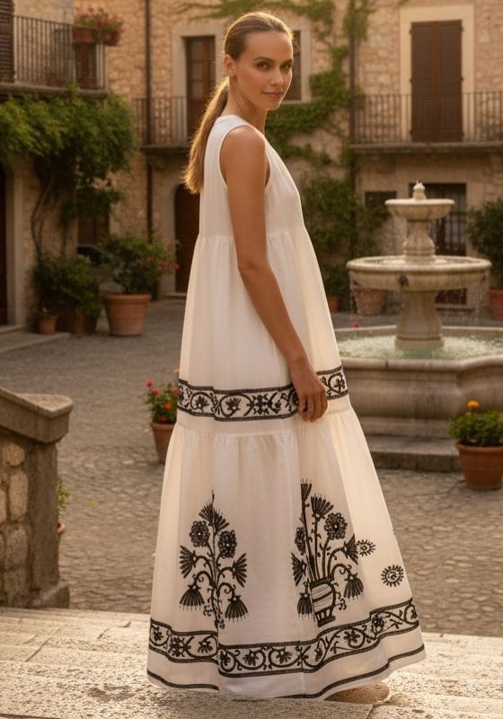 Crete Sleeveless Maxi Dress Natural