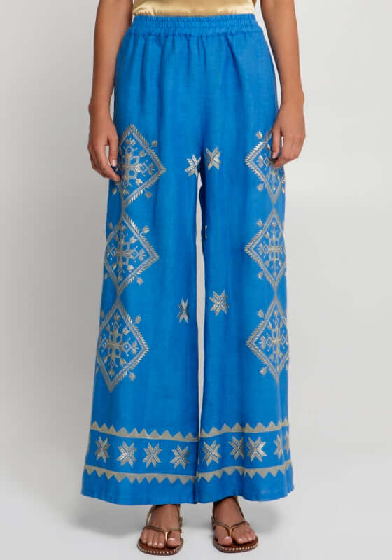 Lefkada Embroidered Trousers Blue