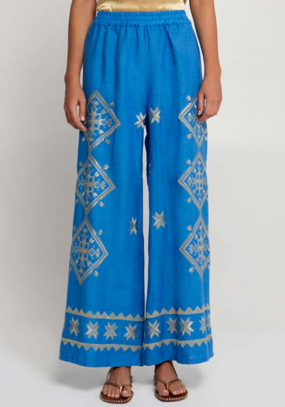 Lefkada Embroidered Trousers Blue