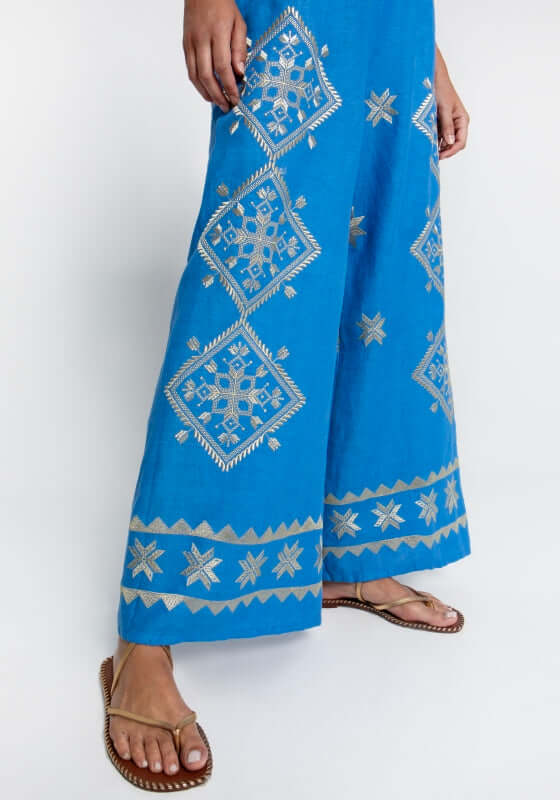 Lefkada Embroidered Trousers Blue