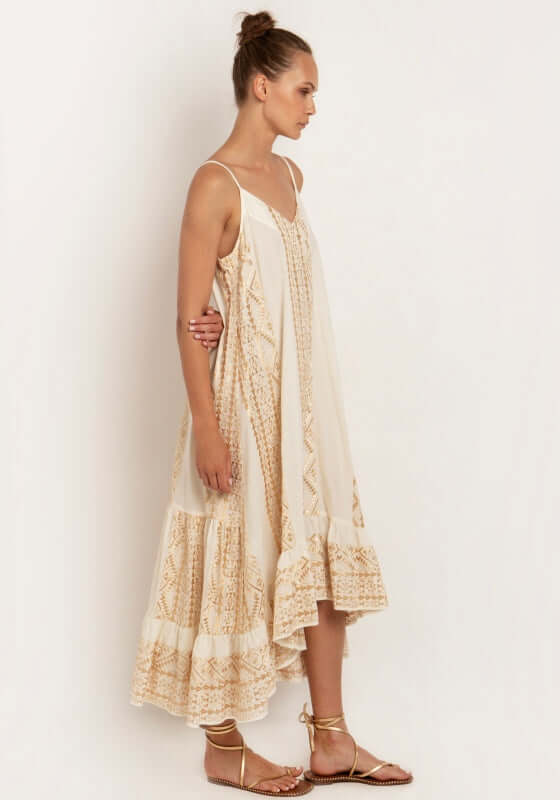 Triangle Strappy Hi-Low Dress Natural