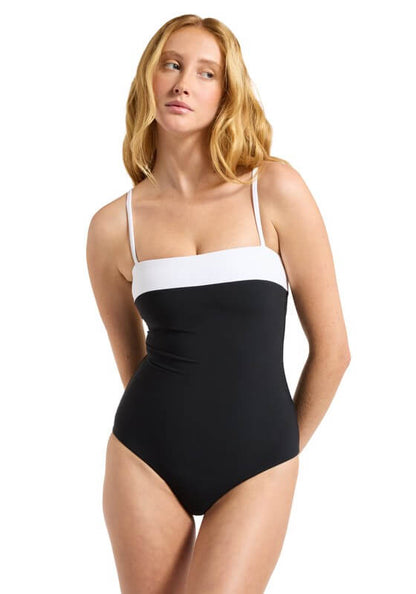 Jets Eternal bandeau swimsuit white black