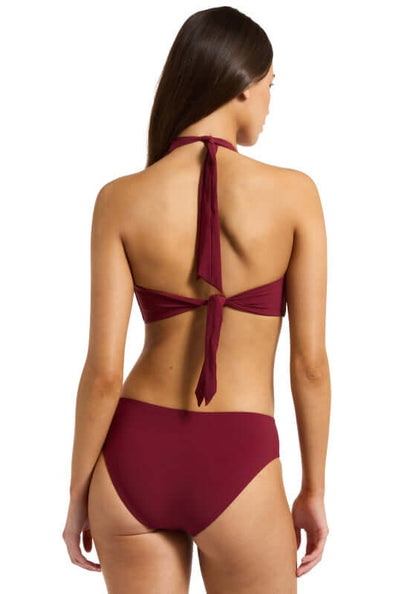 Jetset DD Halter Bikini Burgundy by Jets Swimwear, showcasing back view with halter ties and matching bottom.