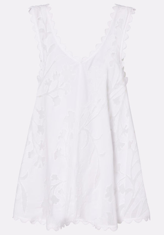 Floral Cutwork Low Back dress White